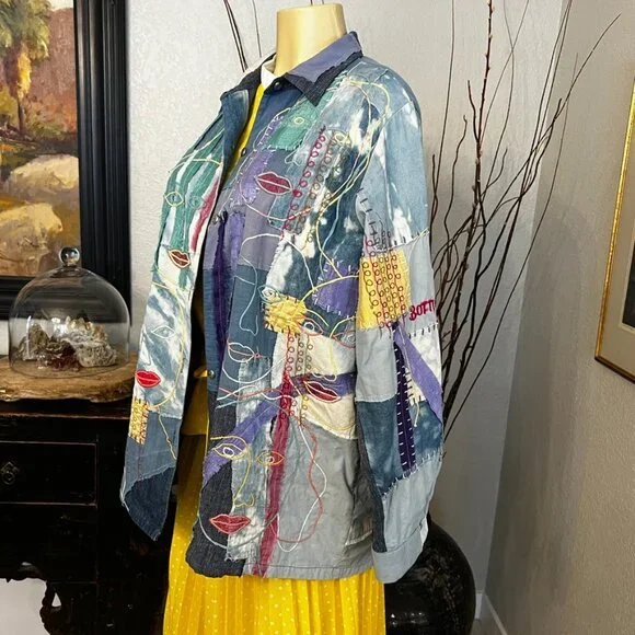 CANDY STARKMAN Art Asembled Long Sleeved Denim Shirt / Lightweight Jacket - Picture 7 of 7
